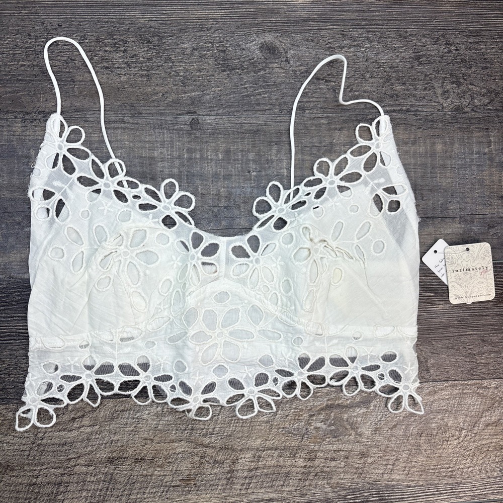 Free People Intimately Asteria‎ Bralette Size Large Pull-On White NEW